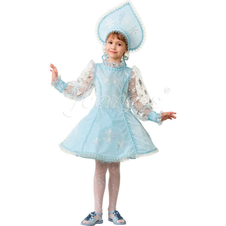 Карнавальный костюм "Снегурочка велюр" голубая