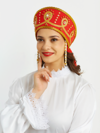 Кокошник закрытый "Лебедушка" красный
