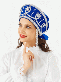 Кокошник закрытый "Лебедушка" синий